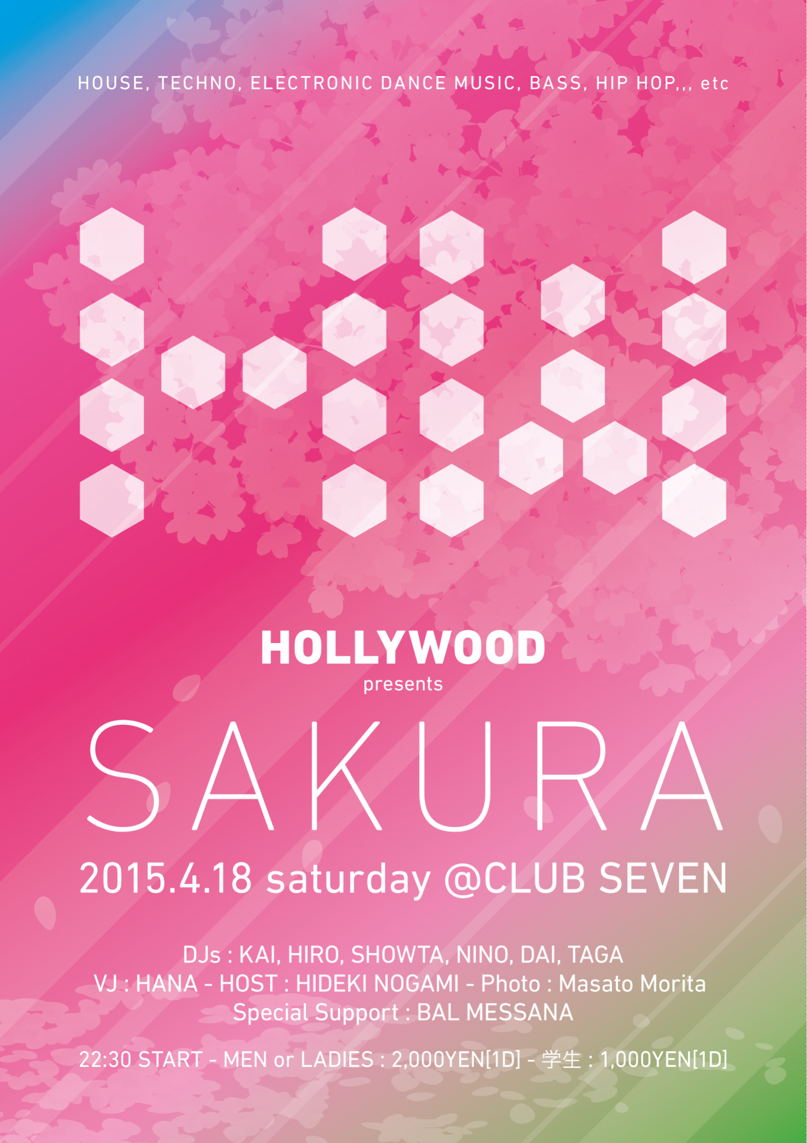 2015.4.18 SAT – KAI & TAWARA : DJ@SEVEN LOUNGE / HOLLYWOOD presents "SAKURA"